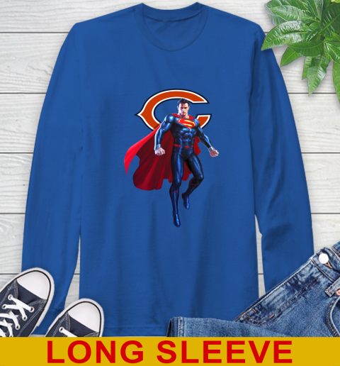 NFL Superman DC Sports Football Chicago Bears Long Sleeve T-Shirt 9