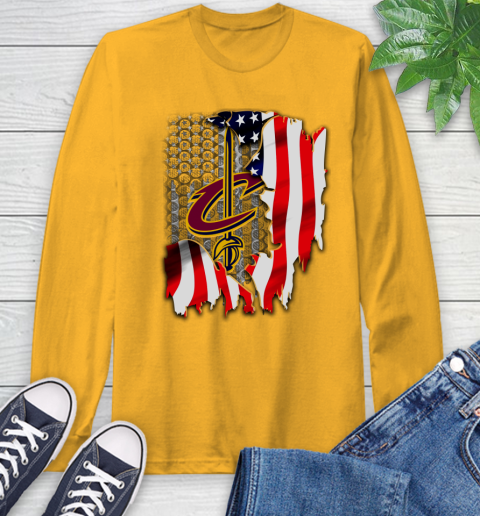 Cleveland Cavaliers NBA Basketball American Flag Long Sleeve T-Shirt 2