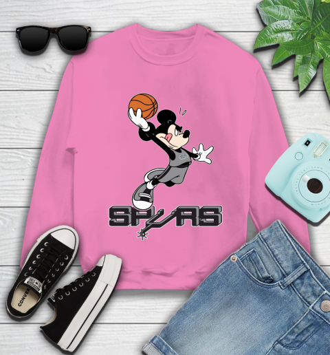 NBA Basketball San Antonio Spurs Cheerful Mickey Mouse Shirt Youth Sweatshirt 6