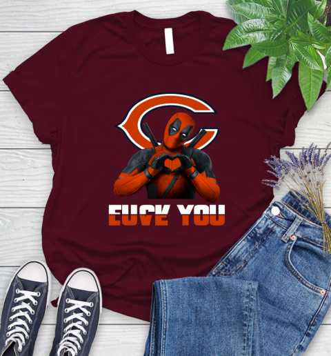 NHL Chicago Bears Deadpool Love You Fuck You Football Sports Women's T-Shirt 7