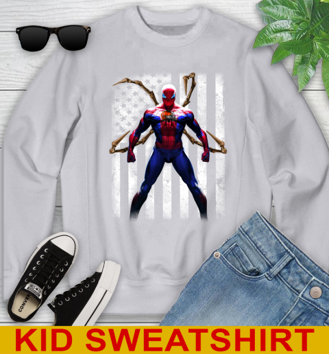 NFL Football Cleveland Browns Spider Man Avengers Marvel American Flag Shirt Youth Sweatshirt 3