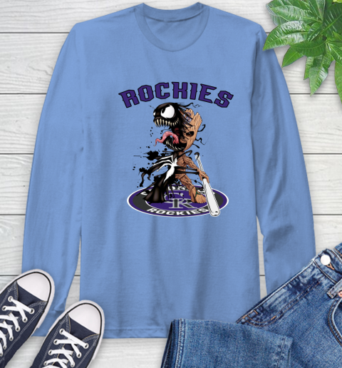 MLB Colorado Rockies Baseball Venom Groot Guardians Of The Galaxy Long Sleeve T-Shirt 11
