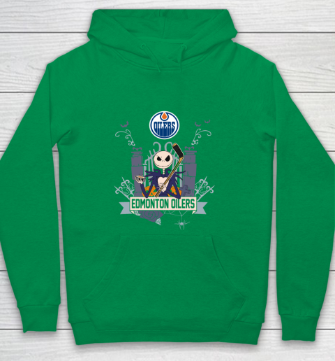 NHL Edmonton Oilers Hockey Jack Skellington Halloween Youth Hoodie 4