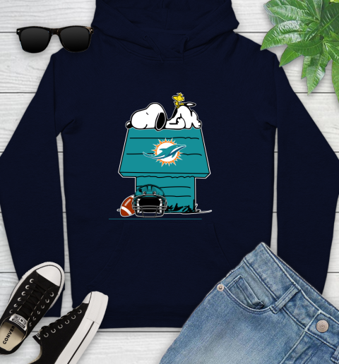 Miami Dolphins NFL Football Snoopy Woodstock The Peanuts Movie Youth Hoodie 4