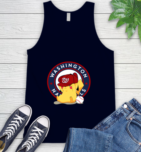 MLB Pikachu Baseball Sports Washington Nationals Tank Top 3