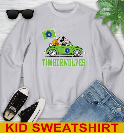 NBA Basketball Minnesota Timberwolves Pluto Mickey Driving Disney Shirt Youth Sweatshirt 4