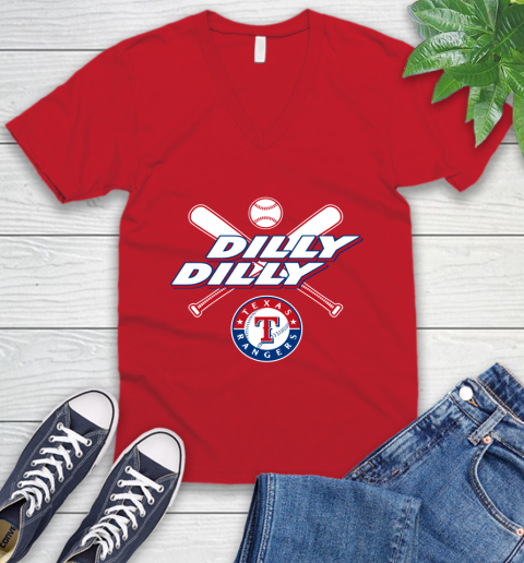 MLB Texas Rangers Dilly Dilly Baseball Sports V-Neck T-Shirt 7