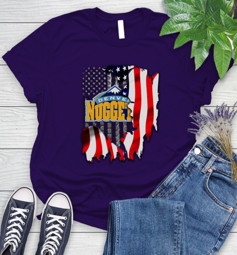 Denver Nuggets NBA Basketball American Flag Women's T-Shirt 4