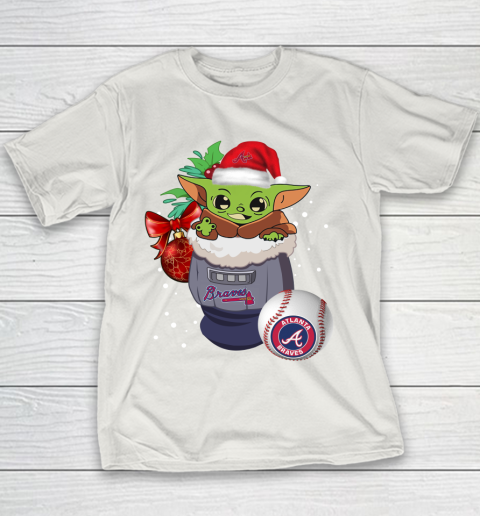 Atlanta Braves Christmas Baby Yoda Star Wars Funny Happy MLB Youth T-Shirt 11