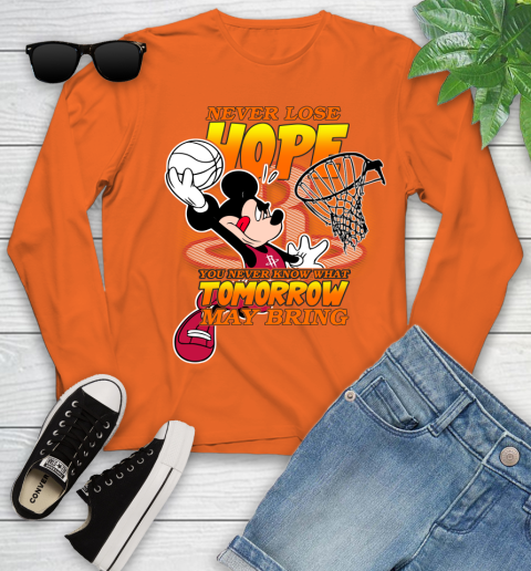 Houston Rockets NBA Basketball Mickey Disney Never Lose Hope Youth Long Sleeve 3