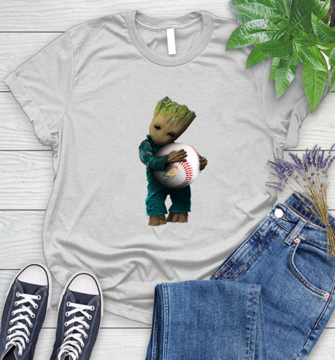 MLB Groot Guardians Of The Galaxy Baseball Sports Miami Marlins Women's T-Shirt