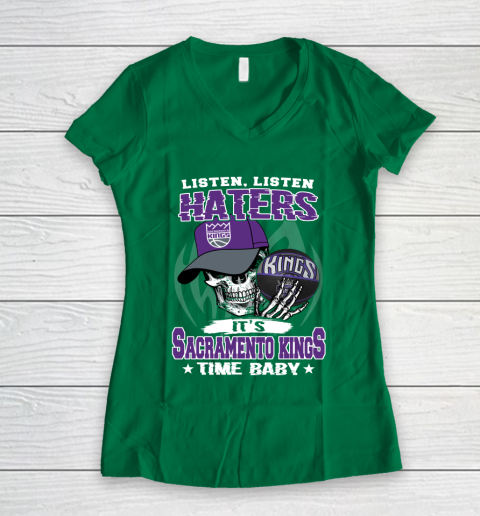 Listen Haters It is KINGS Time Baby NBA Women's V-Neck T-Shirt 3
