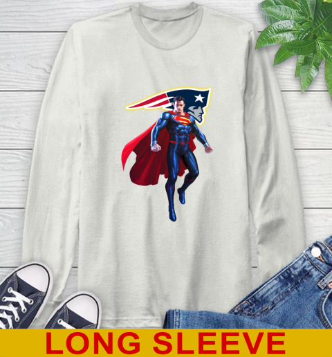 NFL Superman DC Sports Football New England Patriots Long Sleeve T-Shirt 12