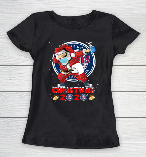 Minnesota Twins Funny Santa Claus Dabbing Christmas 2020 MLB Women's T-Shirt
