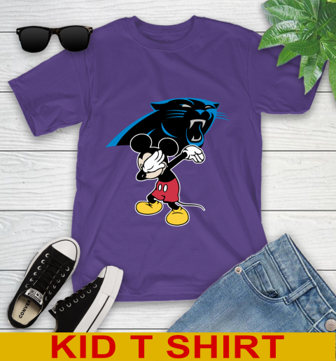Carolina Panthers NFL Football Dabbing Mickey Disney Sports Youth T-Shirt 4