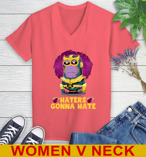 NBA Basketball Miami Heat Haters Gonna Hate Thanos Minion Marvel Shirt Women's V-Neck T-Shirt 7