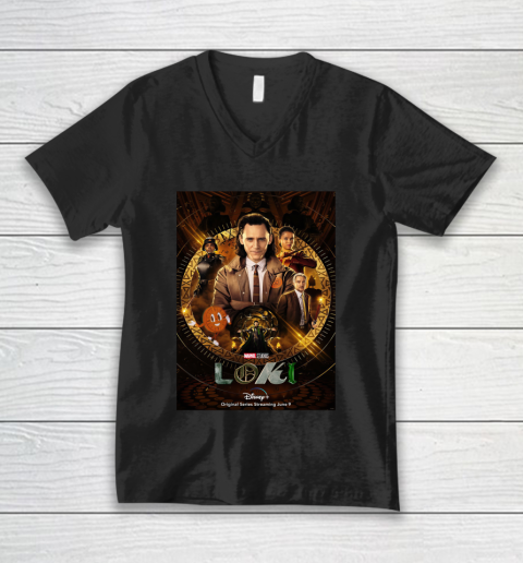Miss Minutes Marvel Loki Poster V-Neck T-Shirt