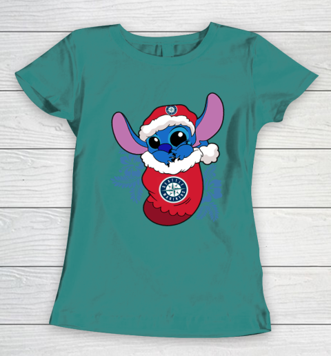 Seattle Mariners Christmas Stitch In The Sock Funny Disney MLB Women's T-Shirt 12