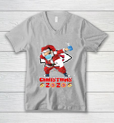 Kansas City Chiefs Funny Santa Claus Dabbing Christmas 2020 NFL V-Neck T-Shirt 3