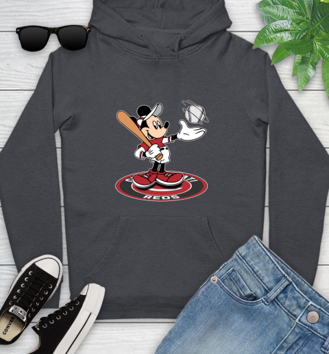 MLB Baseball Cincinnati Reds Cheerful Mickey Disney Shirt Youth Hoodie 9 MLB Baseball Cincinnati Reds Cheerful Mickey Disney Shirt Youth Hoodie - Image 9