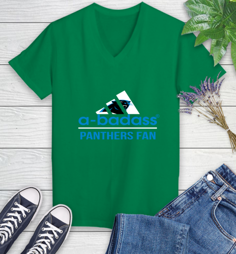 Carolina Panthers NFL Football A Badass Adidas Adoring Fan Sports Women's V-Neck T-Shirt 5