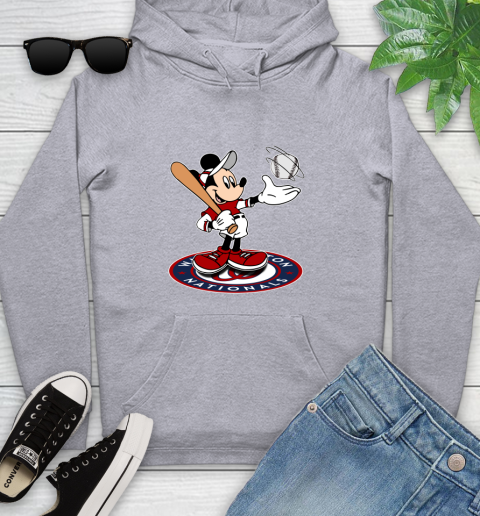 MLB Baseball Washington Nationals Cheerful Mickey Disney Shirt Youth Hoodie - Image 7