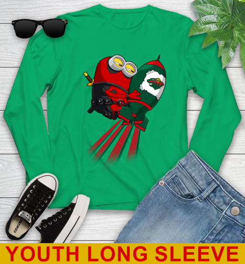 NHL Hockey Minnesota Wild Deadpool Minion Marvel Shirt Youth Long Sleeve 8 NHL Hockey Minnesota Wild Deadpool Minion Marvel Shirt Youth Long Sleeve - Image 8