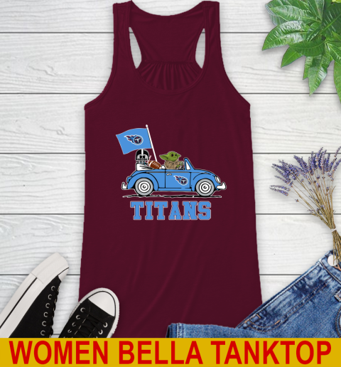 NFL Football Tennessee Titans Darth Vader Baby Yoda Driving Star Wars Shirt Racerback Tank 3