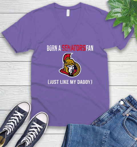 NHL Ottawa Senators Hockey Loyal Fan Just Like My Daddy Shirt V-Neck T-Shirt 8