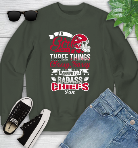 Kansas City Chiefs NFL Football A Girl Should Be Three Things Classy Sassy And A Be Badass Fan Youth Sweatshirt 9