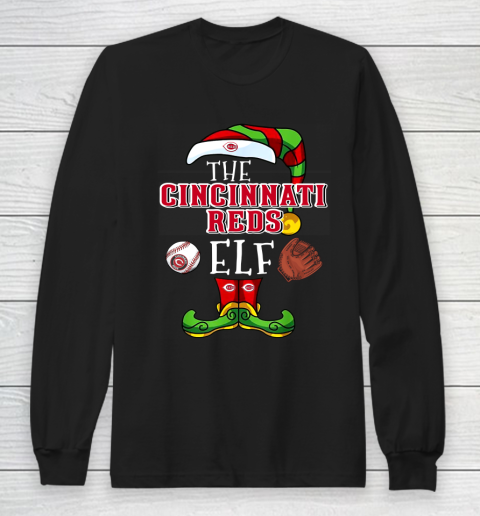 Cincinnati Reds Christmas ELF Funny MLB Long Sleeve T-Shirt