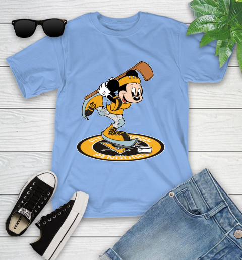 NHL Hockey Pittsburgh Penguins Cheerful Mickey Disney Shirt Youth T-Shirt 11