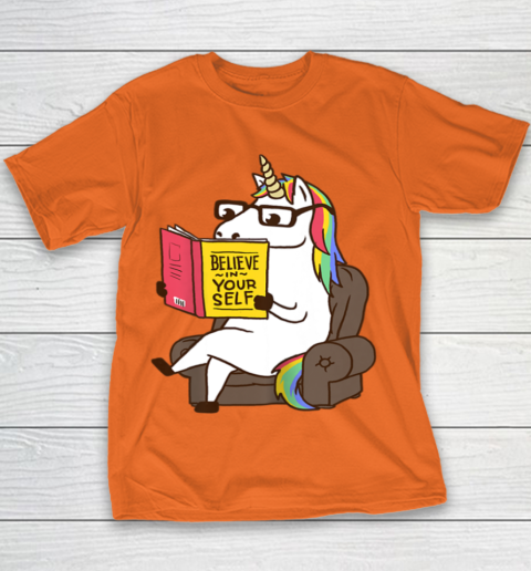 Unicorn Shirt Believe in Yourself Motivational Book Lover Youth T-Shirt 6