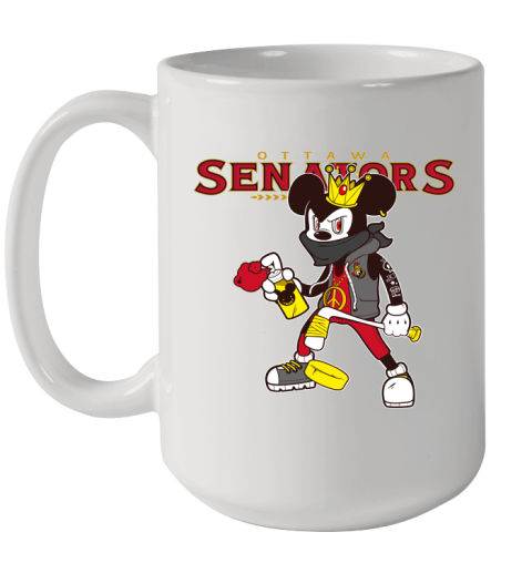 Ottawa Senators NHL Hockey Mickey Peace Sign Sports Ceramic Mug 15oz