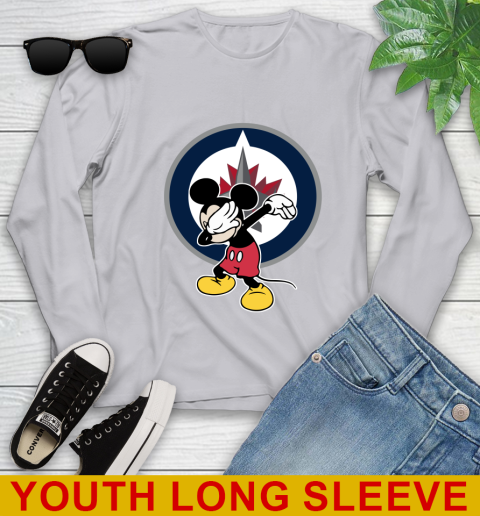 Winnipeg Jets NHL Hockey Dabbing Mickey Disney Sports Youth Long Sleeve 6