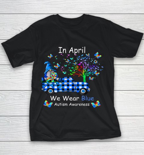 Gnomes In April We Wear Blue Autism Awareness Youth T-Shirt