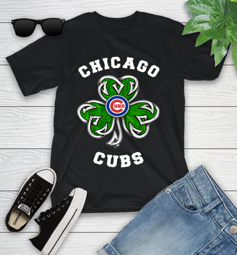 MLB Chicago Cubs Three Leaf Clover St Patrick's Day Baseball Sports Youth T-Shirt