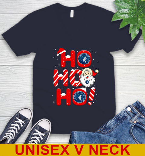 Minnesota Timberwolves NBA Basketball Ho Ho Ho Santa Claus Merry Christmas Shirt V-Neck T-Shirt 2