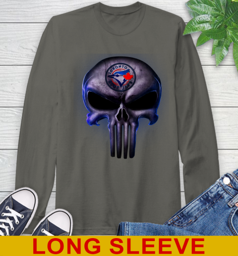 Toronto Blue Jays MLB Baseball Punisher Skull Sports Long Sleeve T-Shirt 10