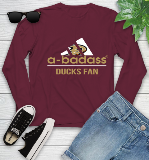 NHL A Badass Anaheim Ducks Fan Adidas Hockey Sports Youth Long Sleeve 6