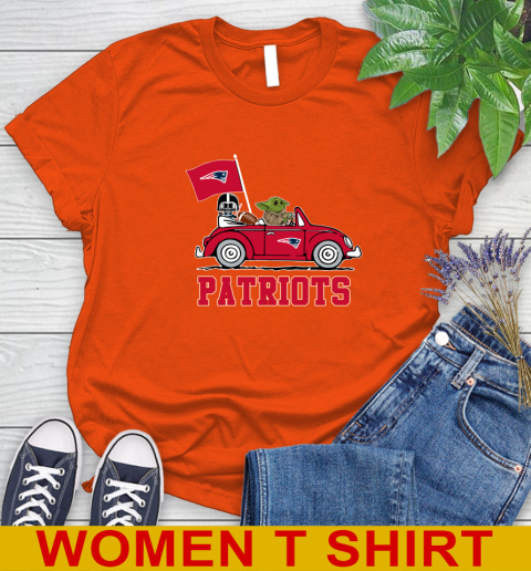 NFL Football New England Patriots Darth Vader Baby Yoda Driving Star Wars Shirt Women's T-Shirt 4