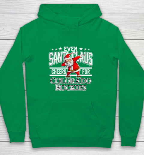 Colorado Rockies Even Santa Claus Cheers For Christmas MLB Youth Hoodie 4