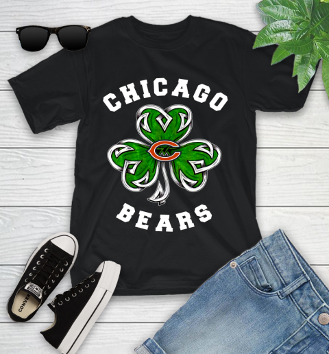 NFL Chicago Bears Three Leaf Clover St Patrick's Day Football Sports Youth T-Shirt