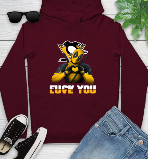 NHL Pittsburgh Penguins Deadpool Love You Fuck You Hockey Sports Youth Hoodie 7