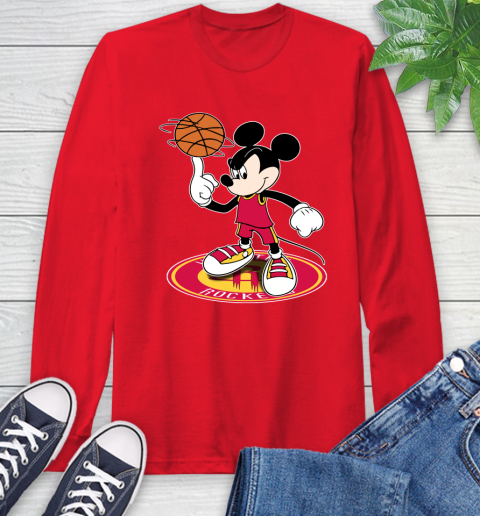 NBA Basketball Houston Rockets Cheerful Mickey Disney Shirt Long Sleeve T-Shirt 11