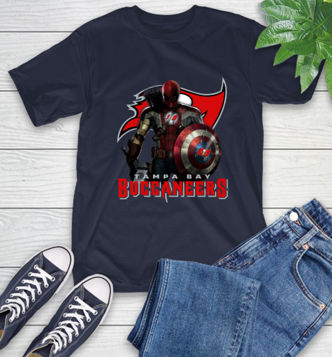 NFL Captain America Thor Spider Man Hawkeye Avengers Endgame Football Tampa Bay Buccaneers T-Shirt 4