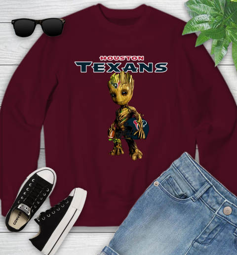 Houston Texans NFL Football Groot Marvel Guardians Of The Galaxy Youth Sweatshirt 5