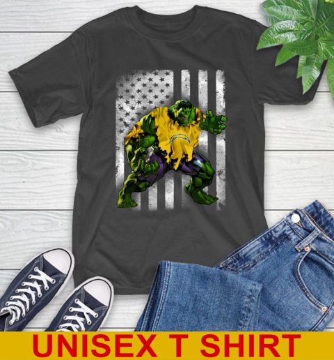 Los Angeles Chargers Hulk Marvel Avengers NFL Football American Flag T-Shirt