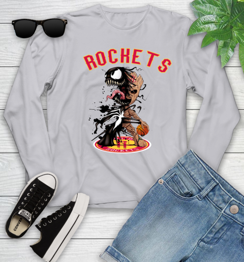 NBA Houston Rockets Basketball Venom Groot Guardians Of The Galaxy Youth Long Sleeve 5