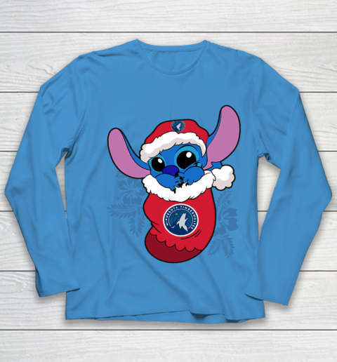 Minnesota Timberwolves Christmas Stitch In The Sock Funny Disney NBA Youth Long Sleeve 7